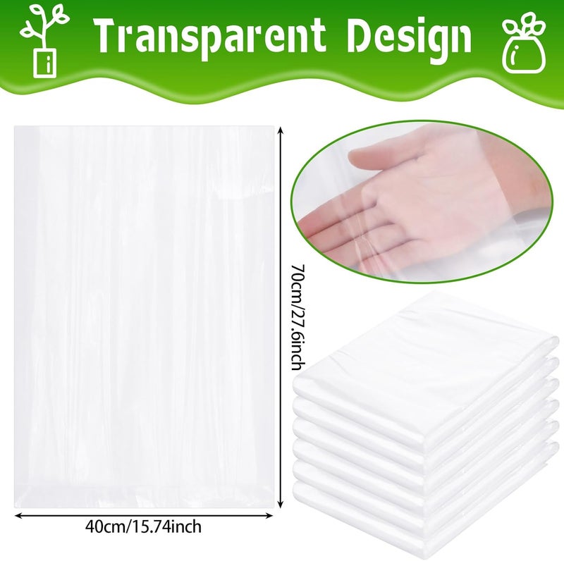 Perthlin 6 Pcs Winter Plant Covers Freeze Protection Small Plastic Clear Film Cover Shelter Bags Waterproof Frost Cloth for Outdoor Plants Greenhouse Garden Rain Frost Protection(15.7 x 27.6 Inch) - Image 3